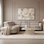 Right corner sofa-sofabed Napia beige fabric 249x210x98cm