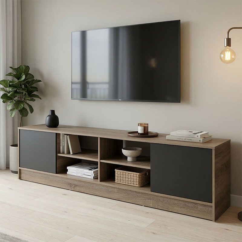Tivia TV cabinet sonoma-anthracite 180x35x41.5cm Tivia TV cabinet sonoma-anthracite 180x35x41.5cm - Image 1