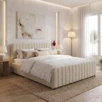 Myrelia bed gray beige fabric 150x200cm