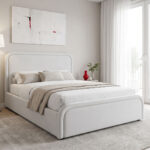 Semi double bed with storage space Bendy gray beige fabric 120x200cm