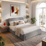 Semi double bed with storage space Bendy anthracite fabric 120x200cm