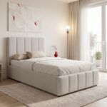 Single bed Rovio gray beige fabric 100x200cm