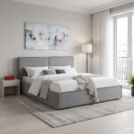 Double bed Zento grey fabric 160x200cm