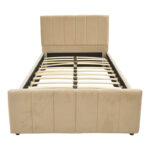 Single bed Doulia beige velvet 100x200cm - Слика 4