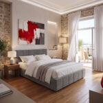 Double bed Doulia anthracite velvet 150x200cm