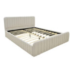 Double bed Myrelia gray beige fabric 160x200cm - Image 2