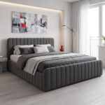 Double bed Myrelia anthracite fabric 160x200cm