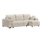 Corner sofa bed reversible corner Belda with storage space cream fabric 246x138x82cm - Image 3