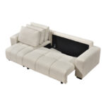 Corner sofa bed reversible corner Belda with storage space cream fabric 246x138x82cm - Image 5