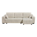 Corner sofa bed reversible corner Belda with storage space cream fabric 246x138x82cm - Image 6