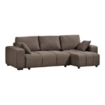 Corner sofa bed reversible corner Belda with storage space dark brown fabric 246x138x82cm - Image 3