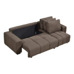 Corner sofa bed reversible corner Belda with storage space dark brown fabric 246x138x82cm - Image 5