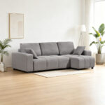 Corner sofa bed reversible corner Belda with storage space grey fabric 246x138x82cm
