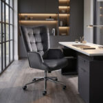 Rotating manager chair Lobima anthracite velvet with chrome leg 68x71x105-112cm