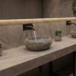 Lavello countertop washbasin grey stone 35x35x25cm
