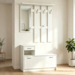 Entrance unit Jentia with mirror white MDF 113x100x89cm
