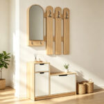 Entrance unit Kenty with mirror sonoma with white MDF 100x28x110cm