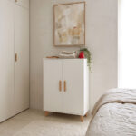 Cabinet Tamera white with natural color MDF 60x30x120cm