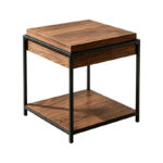 Side table Odar with storage space walnut MDF with black metal 51x51x60cm - Слика 2