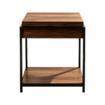 Side table Odar with storage space walnut MDF with black metal 51x51x60cm - Слика 3