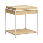Side table Odar with storage space sonoma MDF with white metal 51x51x60cm - Image 2
