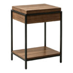 Console table Odar with storage space walnut MDF with black metal 63x63x80cm - Image 2