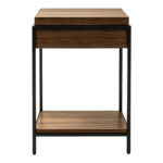 Console table Odar with storage space walnut MDF with black metal 63x63x80cm - Image 3