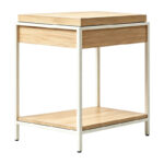 Console table Odar with storage space sonoma MDF with white metal 63x63x80cm - Image 2