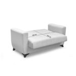 Sofa Bed Modesto two seater with storage space ecru fabric 155x84x83cm - Слика 6