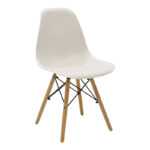 Julita chair cream PP with wooden legs in natural finish 46x52x81cm