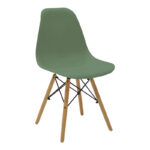 Julita chair olive green PP with wooden legs in natural finish 46x52x81cm