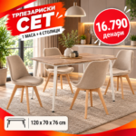 трпезариски сет маса и столици оскар голд