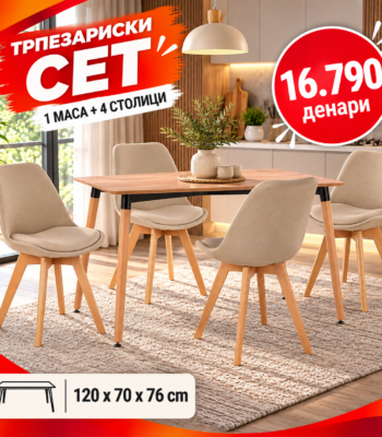 trpezariski set masa i stolici oskar gold